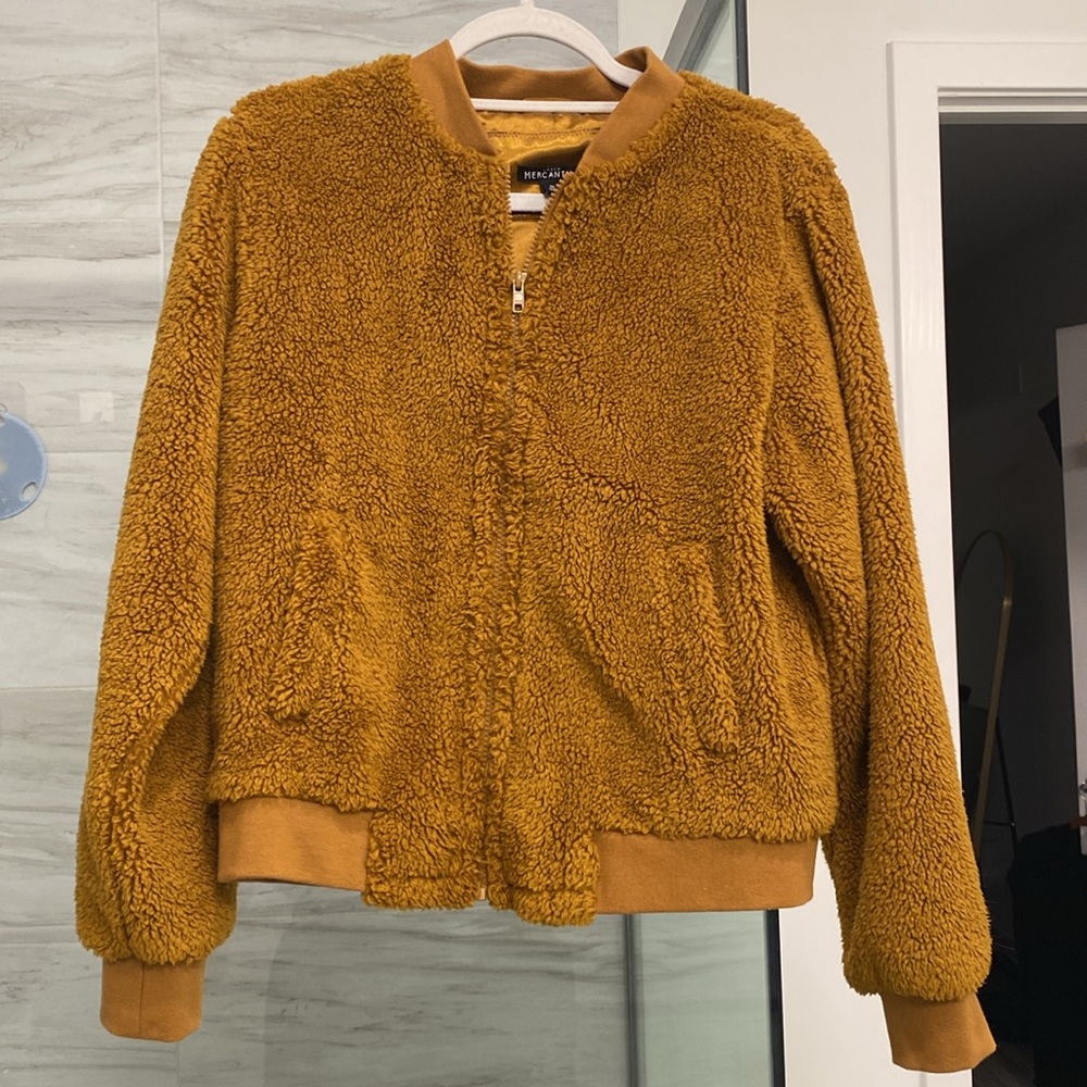 NWOT J.CREW Sherpa teddy bomber jacket in Golden Brandy - Picture 3 of 10